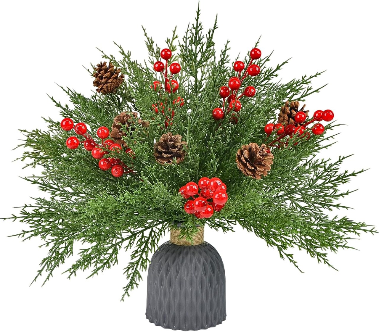 55PCS Christmas Artificial Pine Branches Set (A Style-55pcs) 14.9"D x 5.5"W x 3.9"H